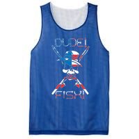 Dude Fish Skull And Fishing Rod American Flag Design Great Gift Mesh Reversible Basketball Jersey Tank