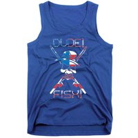 Dude Fish Skull And Fishing Rod American Flag Design Great Gift Tank Top