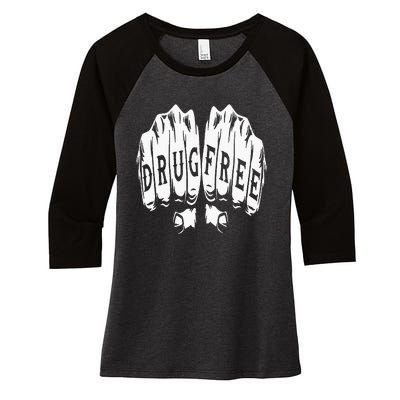 Drug Free Sober Sobriety Anniversary Women's Tri-Blend 3/4-Sleeve Raglan Shirt