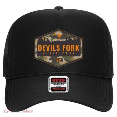 Devils Fork State Park South Carolina Sc Camouflage Souvenir High Crown Mesh Back Trucker Hat