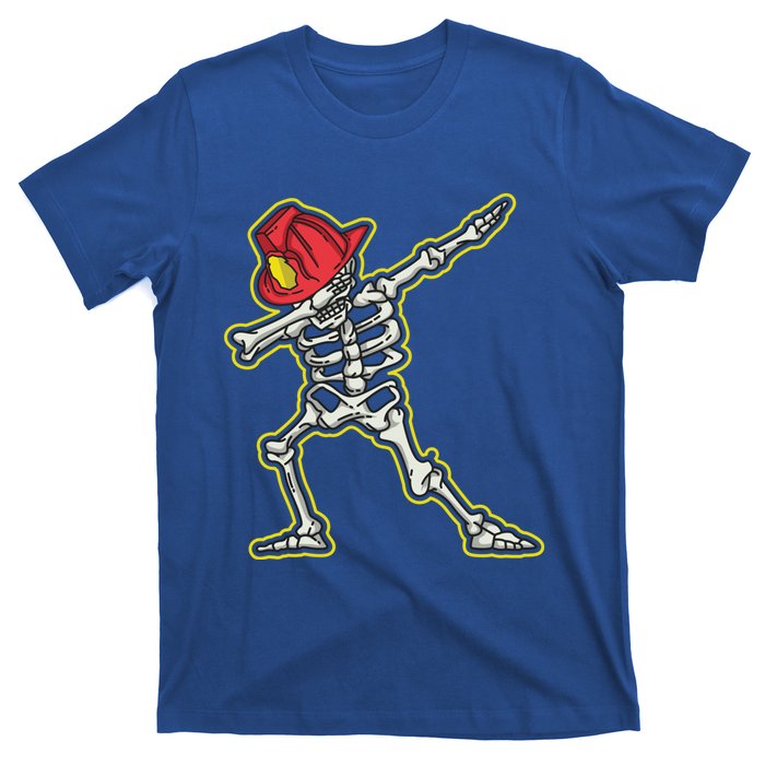 Dabbing Firefighter Skeleton Cool Scary Halloween Costume Great Gift T-Shirt