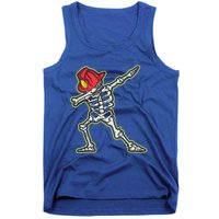 Dabbing Firefighter Skeleton Cool Scary Halloween Costume Great Gift Tank Top