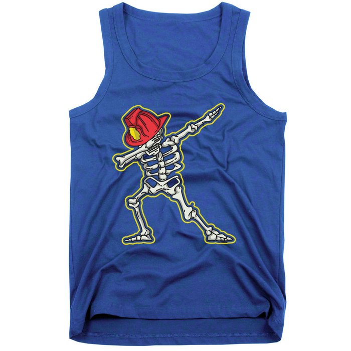 Dabbing Firefighter Skeleton Cool Scary Halloween Costume Great Gift Tank Top