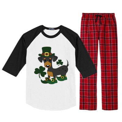 Dachshund Funny St Patricks Day Graphic Wiener Dog Mom Gift Raglan Sleeve Pajama Set