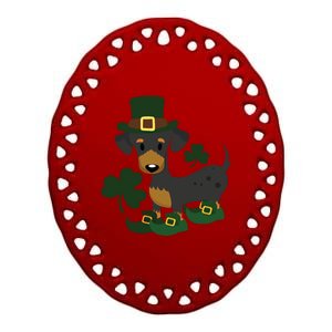 Dachshund Funny St Patricks Day Graphic Wiener Dog Mom Gift Ceramic Oval Ornament