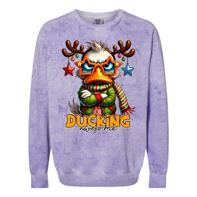 Ducking Funny Sarcastic Grumpy Duck Christmas Colorblast Crewneck Sweatshirt