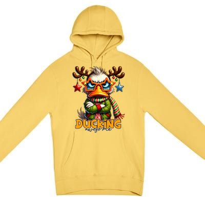 Ducking Funny Sarcastic Grumpy Duck Christmas Premium Pullover Hoodie