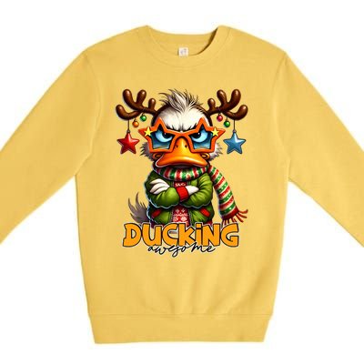 Ducking Funny Sarcastic Grumpy Duck Christmas Premium Crewneck Sweatshirt