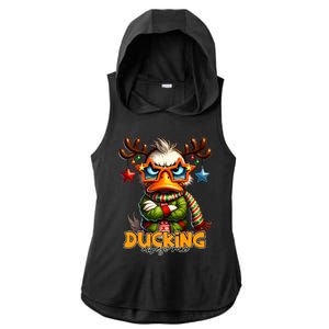 Ducking Funny Sarcastic Grumpy Duck Christmas Ladies PosiCharge Tri-Blend Wicking Draft Hoodie Tank