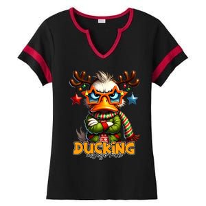 Ducking Funny Sarcastic Grumpy Duck Christmas Ladies Halftime Notch Neck Tee