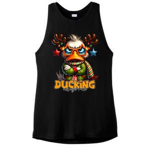 Ducking Funny Sarcastic Grumpy Duck Christmas Ladies PosiCharge Tri-Blend Wicking Tank