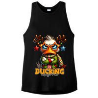 Ducking Funny Sarcastic Grumpy Duck Christmas Ladies PosiCharge Tri-Blend Wicking Tank