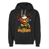 Ducking Funny Sarcastic Grumpy Duck Christmas Garment-Dyed Fleece Hoodie