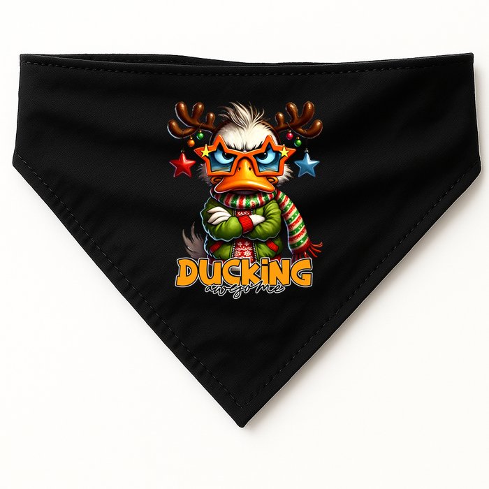 Ducking Funny Sarcastic Grumpy Duck Christmas USA-Made Doggie Bandana