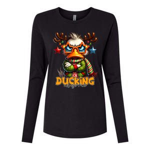 Ducking Funny Sarcastic Grumpy Duck Christmas Womens Cotton Relaxed Long Sleeve T-Shirt