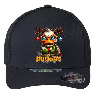 Ducking Funny Sarcastic Grumpy Duck Christmas Flexfit Unipanel Trucker Cap
