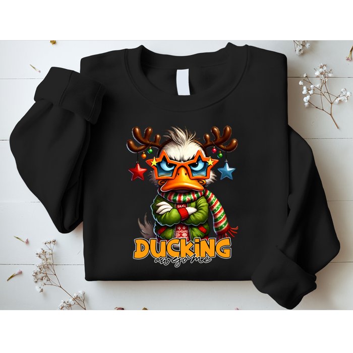 Ducking Funny Sarcastic Grumpy Duck Christmas Sweatshirt