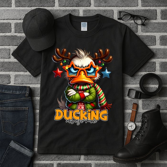 Ducking Funny Sarcastic Grumpy Duck Christmas Tall T-Shirt