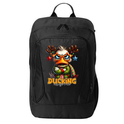 Ducking Funny Sarcastic Grumpy Duck Christmas City Backpack