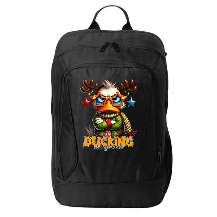Ducking Funny Sarcastic Grumpy Duck Christmas City Backpack