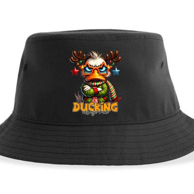 Ducking Funny Sarcastic Grumpy Duck Christmas Sustainable Bucket Hat