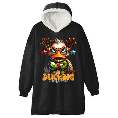 Ducking Funny Sarcastic Grumpy Duck Christmas Hooded Wearable Blanket