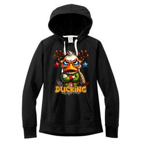 Ducking Funny Sarcastic Grumpy Duck Christmas Women's Fleece Hoodie