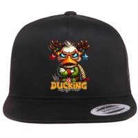 Ducking Funny Sarcastic Grumpy Duck Christmas Flat Bill Trucker Hat