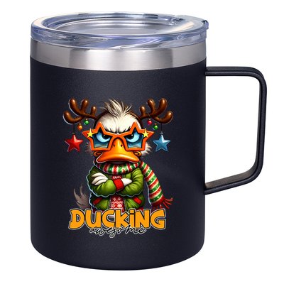 Ducking Funny Sarcastic Grumpy Duck Christmas 12oz Stainless Steel Coffee Mug