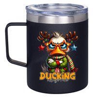 Ducking Funny Sarcastic Grumpy Duck Christmas 12oz Stainless Steel Coffee Mug