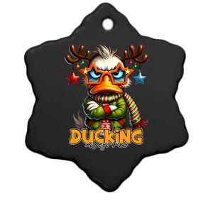 Ducking Funny Sarcastic Grumpy Duck Christmas Ceramic Star Ornament