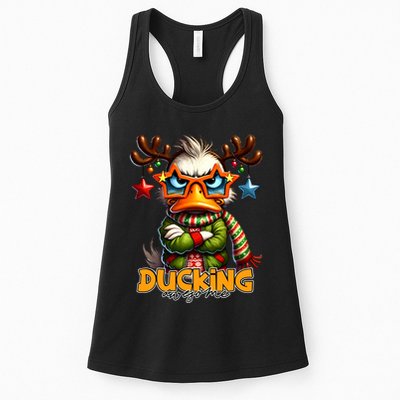 Ducking Funny Sarcastic Grumpy Duck Christmas Womens Tank Top