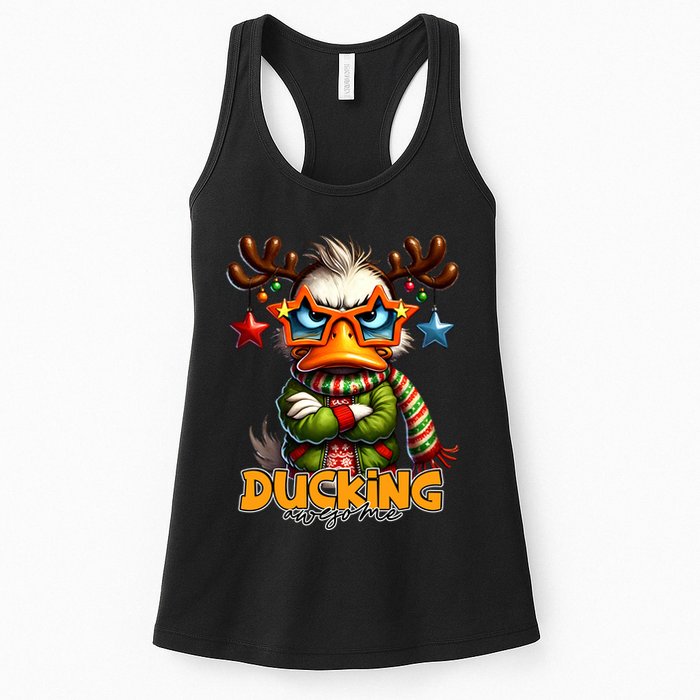 Ducking Funny Sarcastic Grumpy Duck Christmas Womens Tank Top
