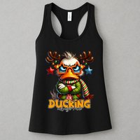 Ducking Funny Sarcastic Grumpy Duck Christmas Womens Tank Top