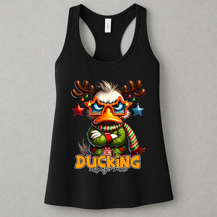 Ducking Funny Sarcastic Grumpy Duck Christmas Womens Tank Top