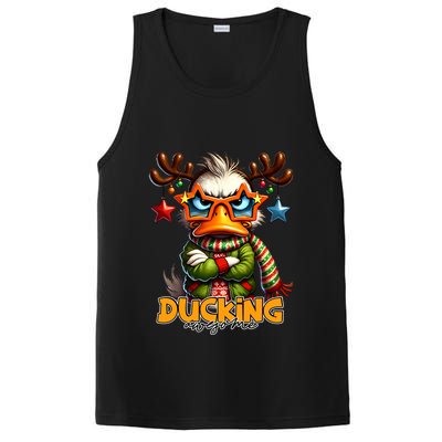 Ducking Funny Sarcastic Grumpy Duck Christmas PosiCharge Competitor Tank