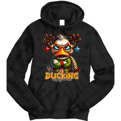 Ducking Funny Sarcastic Grumpy Duck Christmas Tie Dye Hoodie