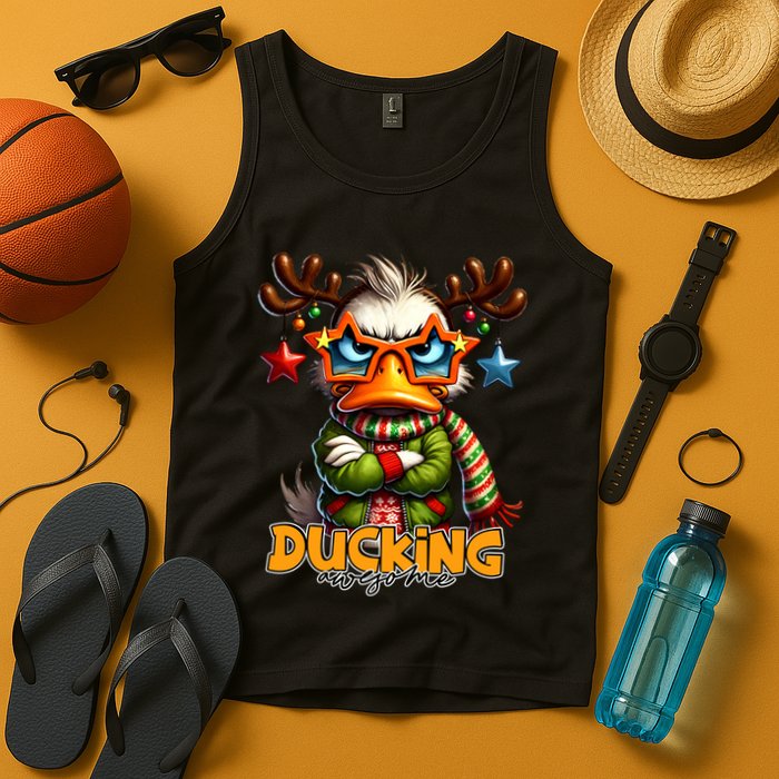 Ducking Funny Sarcastic Grumpy Duck Christmas Tank Top