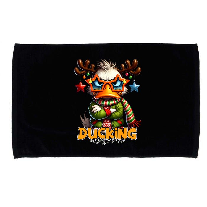 Ducking Funny Sarcastic Grumpy Duck Christmas Microfiber Hand Towel