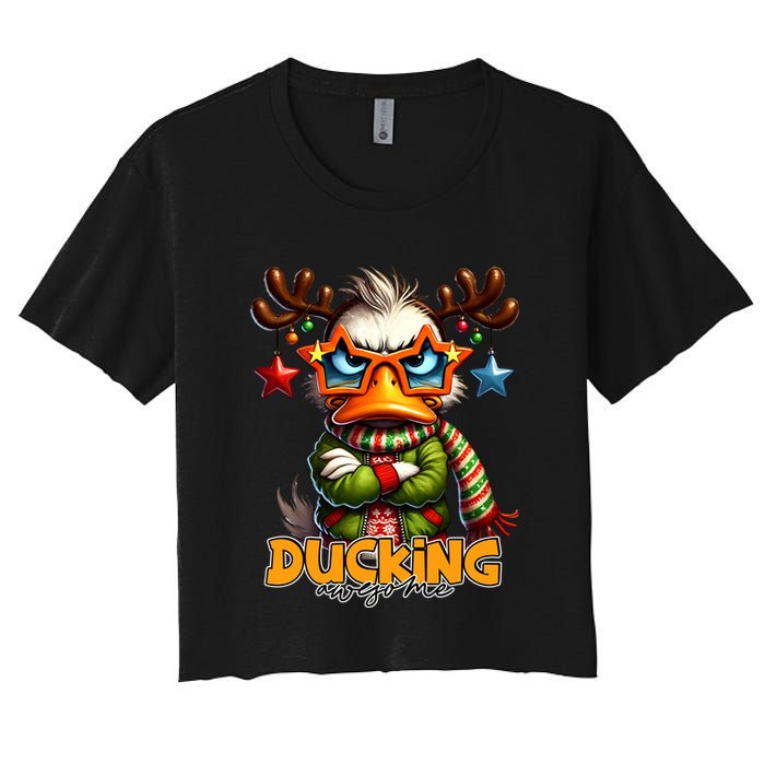 Ducking Funny Sarcastic Grumpy Duck Christmas Crop Top
