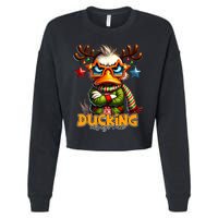 Ducking Funny Sarcastic Grumpy Duck Christmas Cropped Pullover Crew