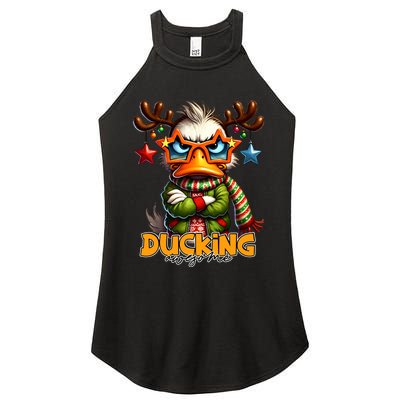 Ducking Funny Sarcastic Grumpy Duck Christmas Women's Perfect Tri Rocker Tank