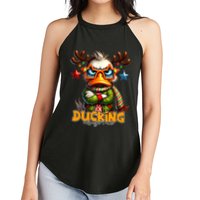 Ducking Funny Sarcastic Grumpy Duck Christmas Women's Perfect Tri Rocker Tank