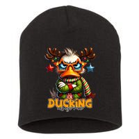 Ducking Funny Sarcastic Grumpy Duck Christmas Short Acrylic Beanie