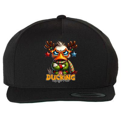 Ducking Funny Sarcastic Grumpy Duck Christmas Wool Snapback Cap