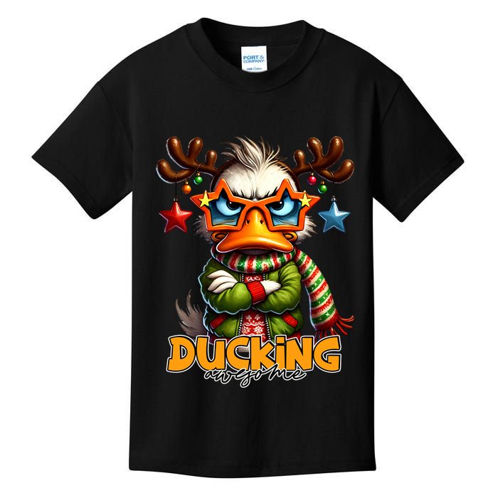 Ducking Funny Sarcastic Grumpy Duck Christmas Kids T-Shirt