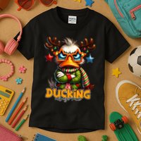 Ducking Funny Sarcastic Grumpy Duck Christmas Kids T-Shirt