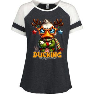 Ducking Funny Sarcastic Grumpy Duck Christmas Enza Ladies Jersey Colorblock Tee