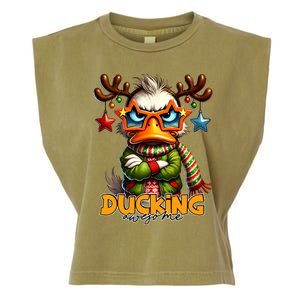 Ducking Funny Sarcastic Grumpy Duck Christmas Garment-Dyed Women's Muscle Tee