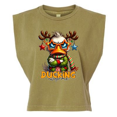 Ducking Funny Sarcastic Grumpy Duck Christmas Garment-Dyed Women's Muscle Tee